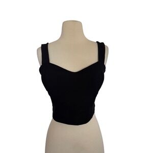 Otos Black Ribbed Bustier Crop Top Sweetheart Neckline Corset Style Tank SZ
